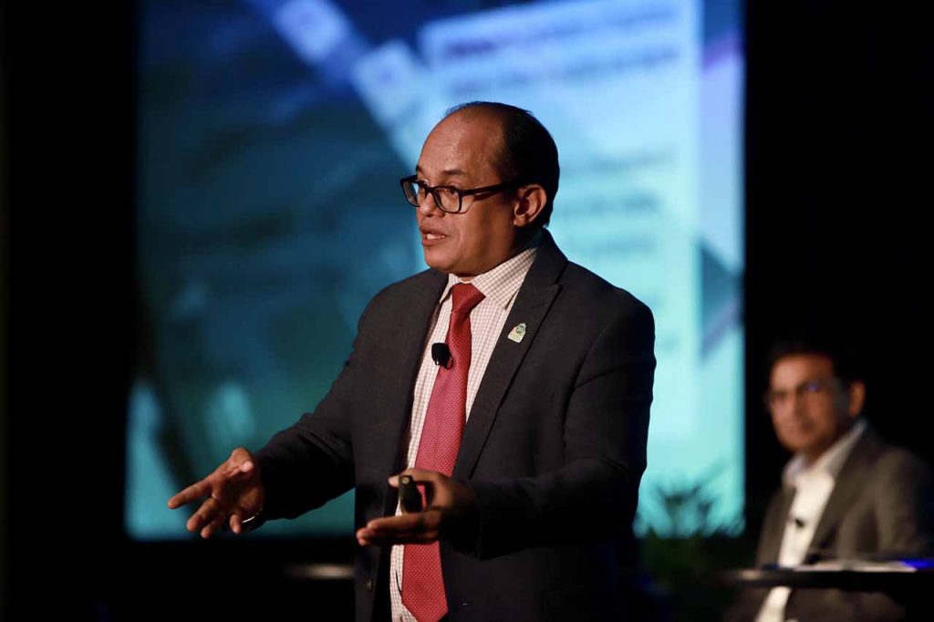 Rolph Payet, executive secretary of the Basel, Rotterdam and Stockholm Conventions, speaks at the Plastics Recycling Conference and Trade Show.